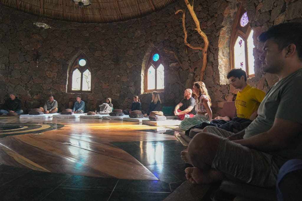 Group meditation in the Osho Hut